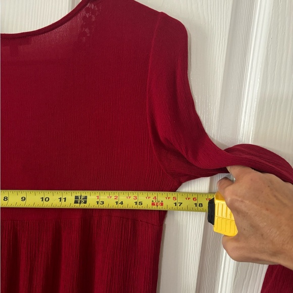 Jodifl Dress classy burgundy embroidery deep v-neck mini long sleeve - Picture 11 of 13